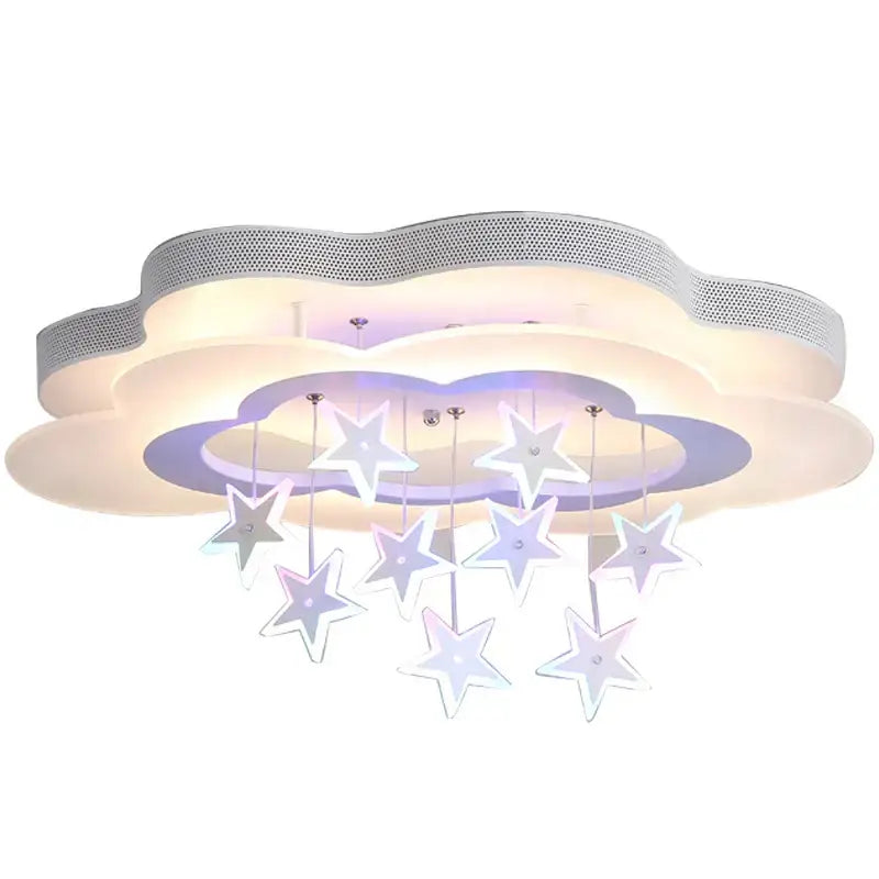 Cartoon bat led ceiling light white & silver star bedroom decor