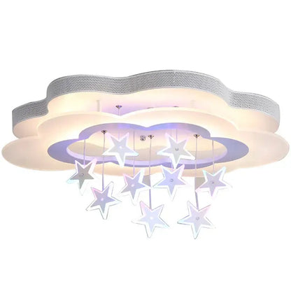 Cartoon bat led ceiling light white & silver star bedroom decor