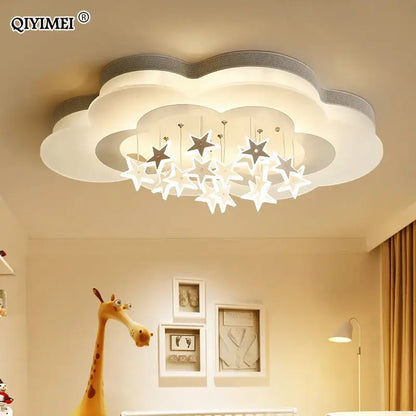 Cartoon bat led ceiling light white & silver star bedroom decor