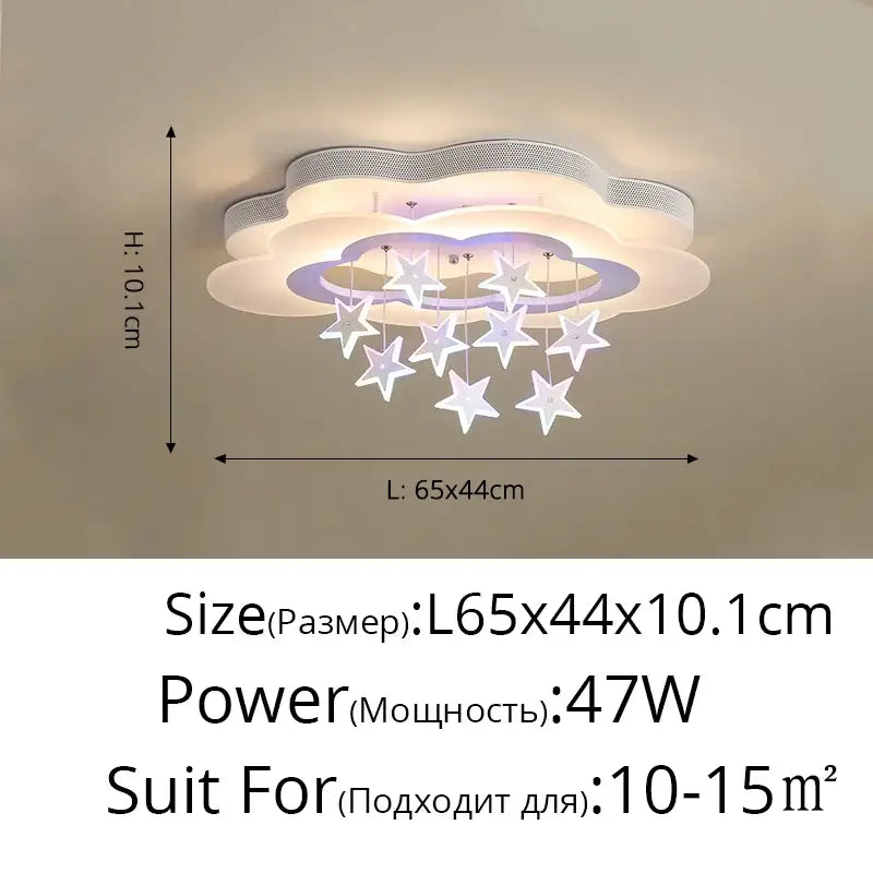 Cartoon bat led ceiling light white & silver star bedroom decor