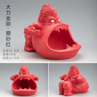 Cartoon black gorilla ceramic ashtray living room animal decor