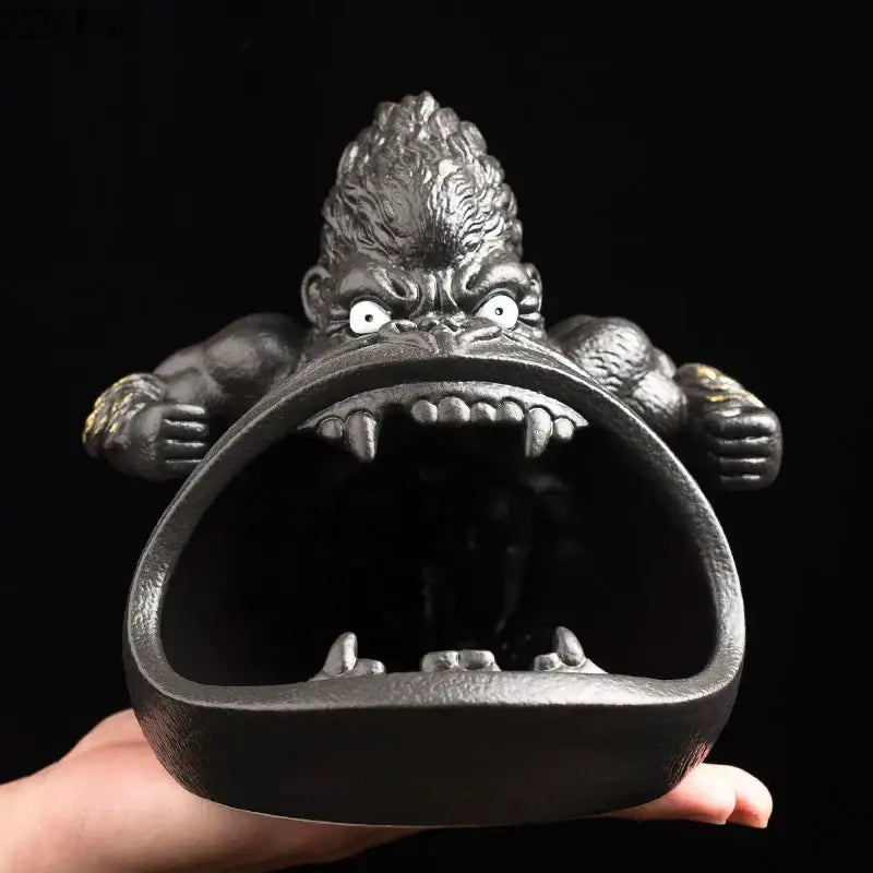 Cartoon black gorilla ceramic ashtray living room animal decor