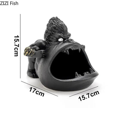 Cartoon black gorilla ceramic ashtray living room animal decor
