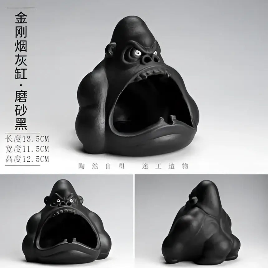 Cartoon black gorilla ceramic ashtray living room animal decor