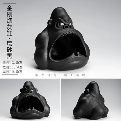 Cartoon black gorilla ceramic ashtray living room animal decor