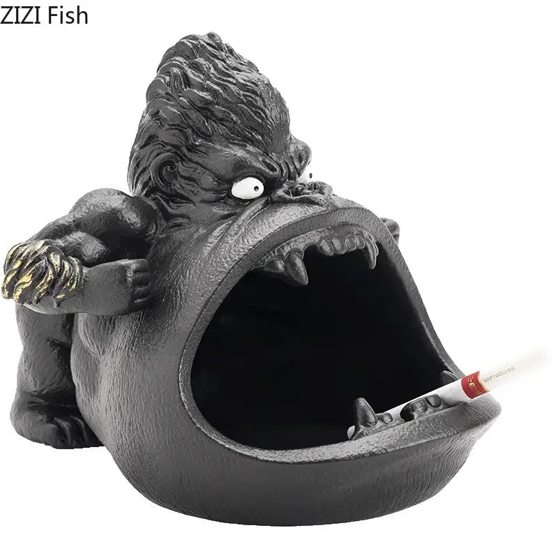 Cartoon black gorilla ceramic ashtray living room animal decor