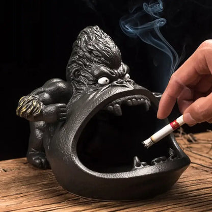 Cartoon black gorilla ceramic ashtray living room animal decor