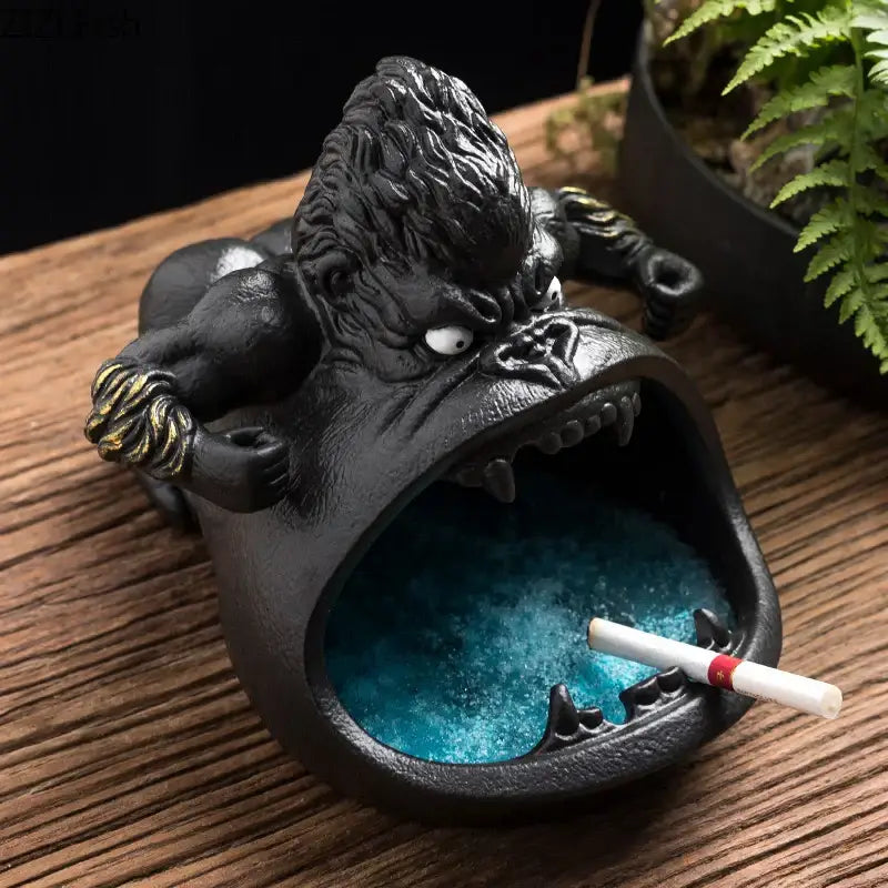 Cartoon black gorilla ceramic ashtray living room animal decor