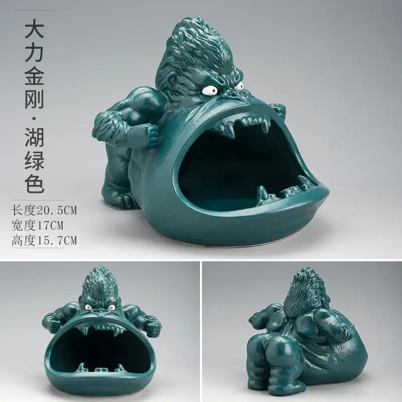 Cartoon black gorilla ceramic ashtray living room animal decor