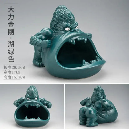 Cartoon black gorilla ceramic ashtray living room animal decor