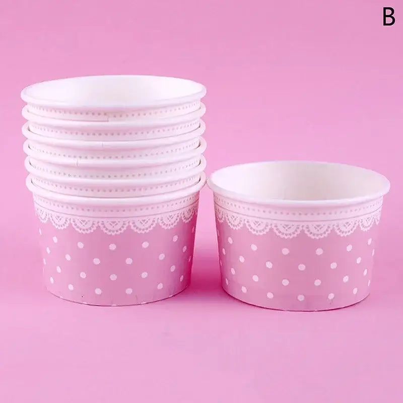 Cartoon blue & white paper cups with lids dining room dessert bowls
