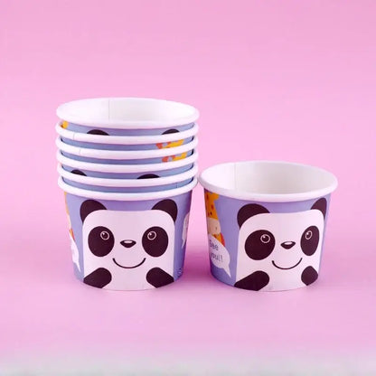 Cartoon blue & white paper cups with lids dining room dessert bowls