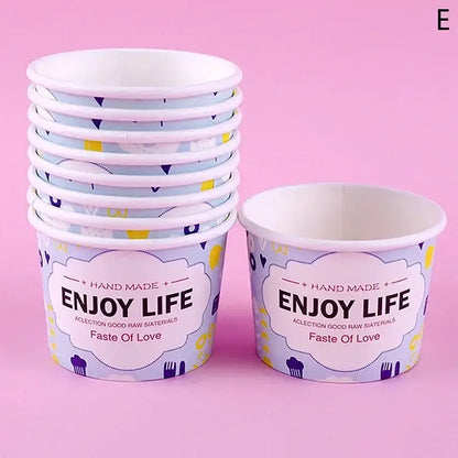 Cartoon blue & white paper cups with lids dining room dessert bowls