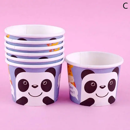 Cartoon blue & white paper cups with lids dining room dessert bowls