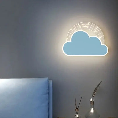Cartoon blue & white whale wall lamp bedroom led art