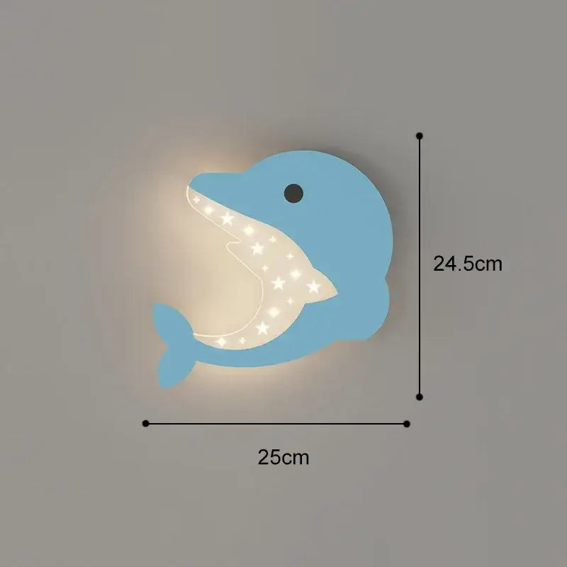 Cartoon blue & white whale wall lamp bedroom led art
