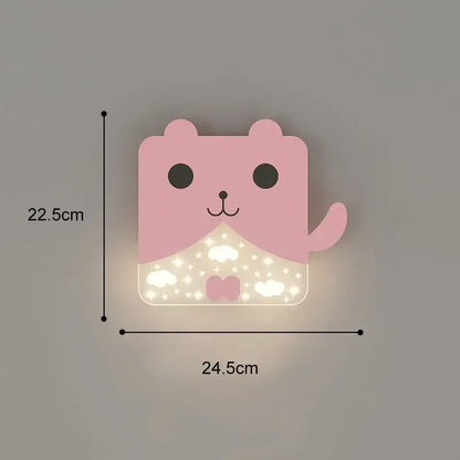Cartoon blue & white whale wall lamp bedroom led art