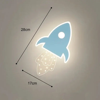 Cartoon blue & white whale wall lamp bedroom led art
