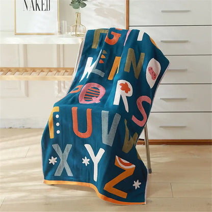 Cartoon cat and rabbit cotton gauze bath towel for bedroom and nursery