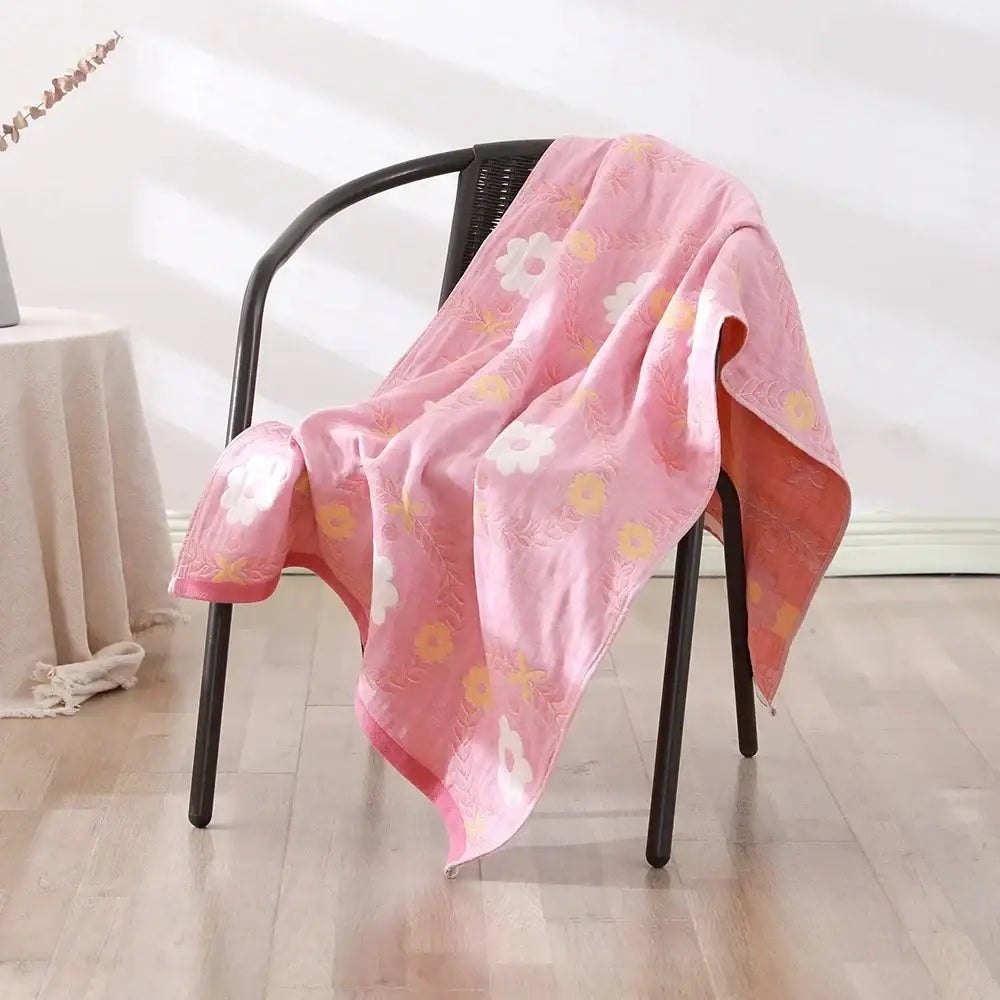 Cartoon cat and rabbit cotton gauze bath towel for bedroom and nursery