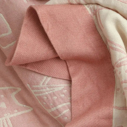 Cartoon cat bamboo cotton throw blanket cream bedroom decor