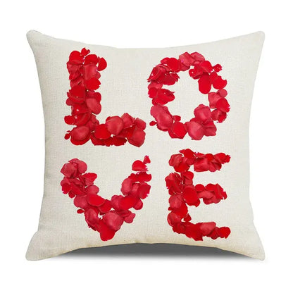 Cartoon cat linen pillowcase red teacup design living room cushion