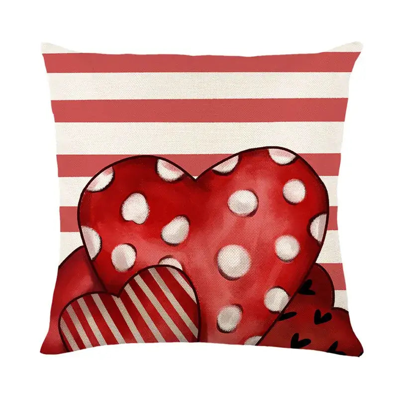 Cartoon cat linen pillowcase red teacup design living room cushion