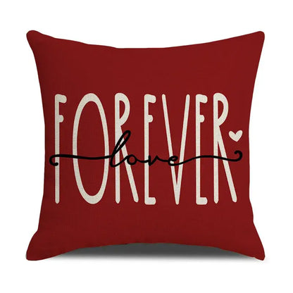 Cartoon cat linen pillowcase red teacup design living room cushion