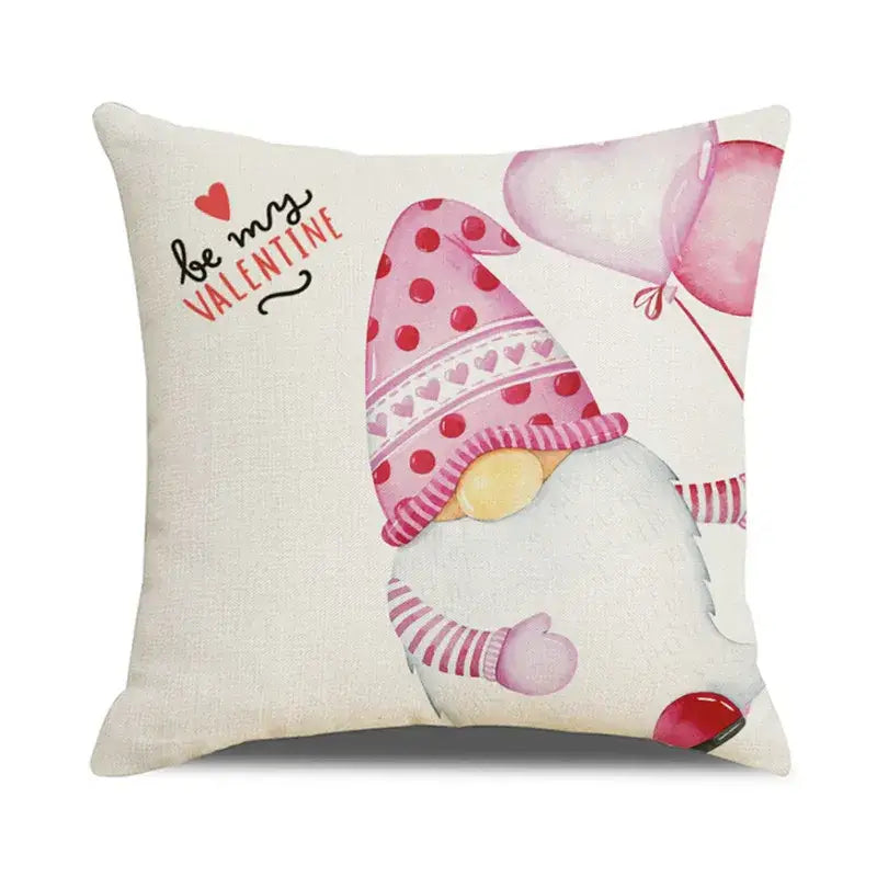 Cartoon cat linen pillowcase red teacup design living room cushion