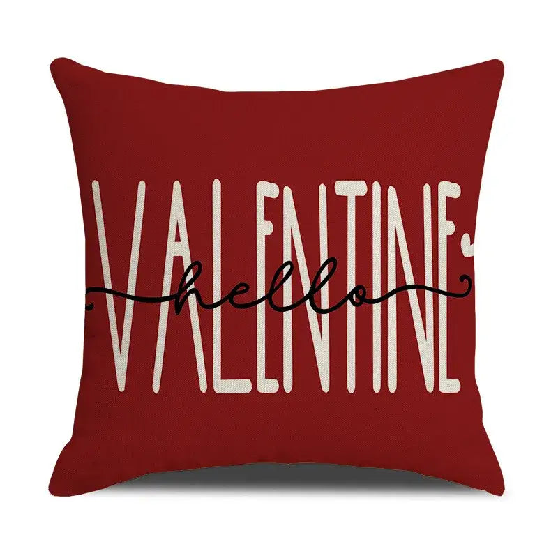 Cartoon cat linen pillowcase red teacup design living room cushion