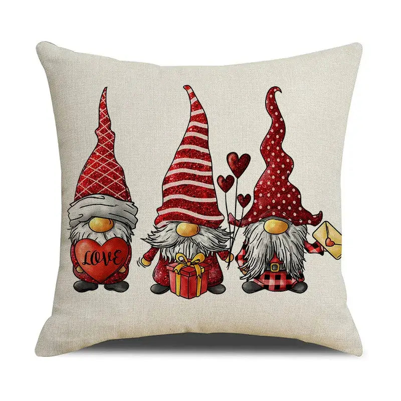 Cartoon cat linen pillowcase red teacup design living room cushion