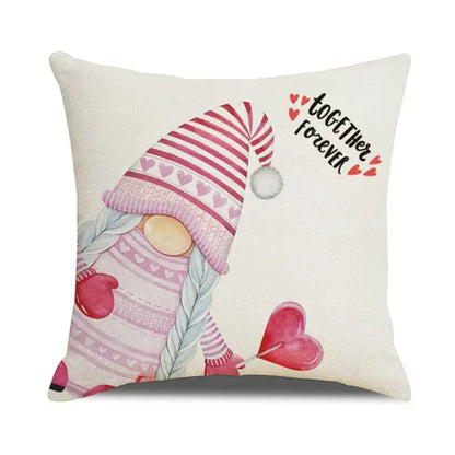 Cartoon cat linen pillowcase red teacup design living room cushion