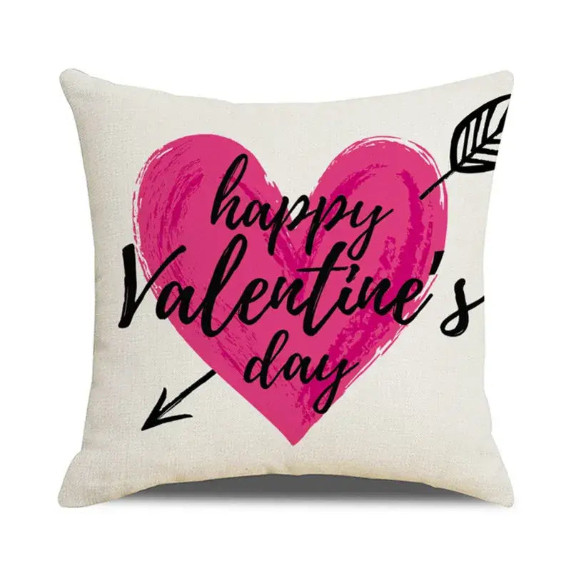 Cartoon cat linen pillowcase red teacup design living room cushion
