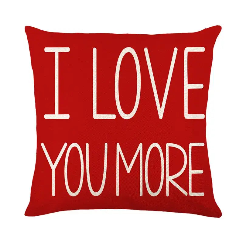 Cartoon cat linen pillowcase red teacup design living room cushion