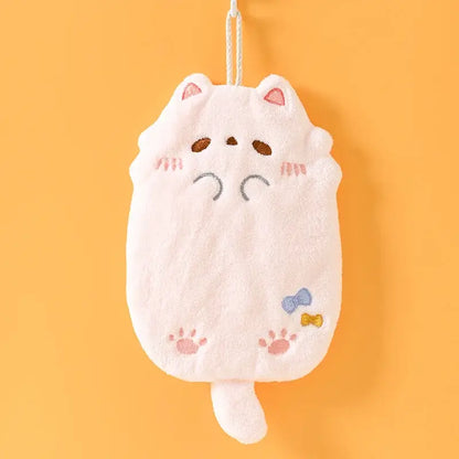 Cartoon cat pink & gray microfiber hand towel kitchen cleaning cloth