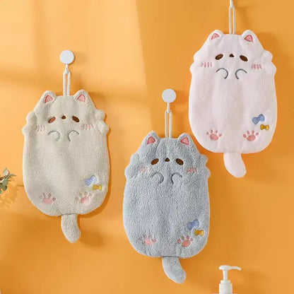 Cartoon cat pink & gray microfiber hand towel kitchen cleaning cloth