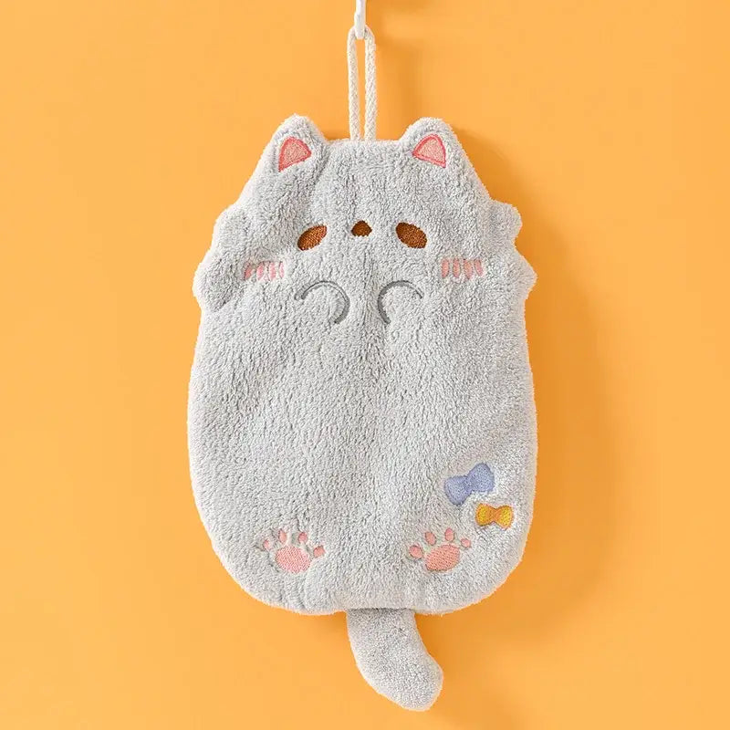 Cartoon cat pink & gray microfiber hand towel kitchen cleaning cloth