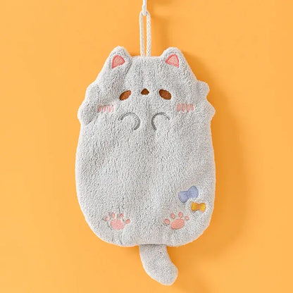 Cartoon cat pink & gray microfiber hand towel kitchen cleaning cloth
