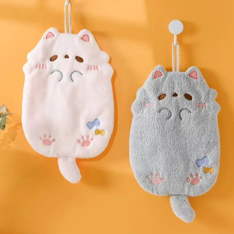 Cartoon cat pink & gray microfiber hand towel kitchen cleaning cloth