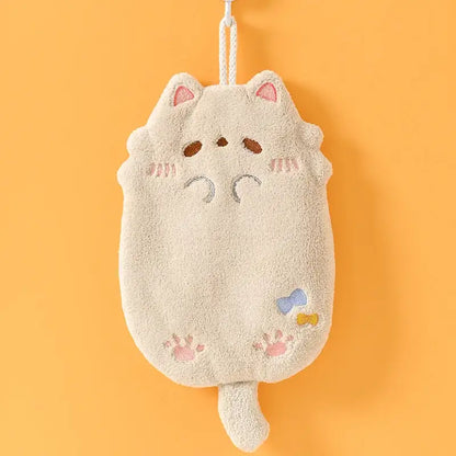Cartoon cat pink & gray microfiber hand towel kitchen cleaning cloth