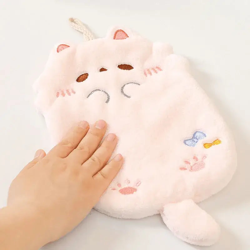 Cartoon cat pink & gray microfiber hand towel kitchen cleaning cloth
