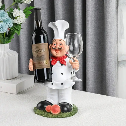 Cartoon chef resin wine rack kitchen decor storage holder