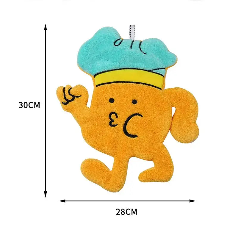 Cartoon chef yellow & red microfiber hand towel kitchen wall hooks