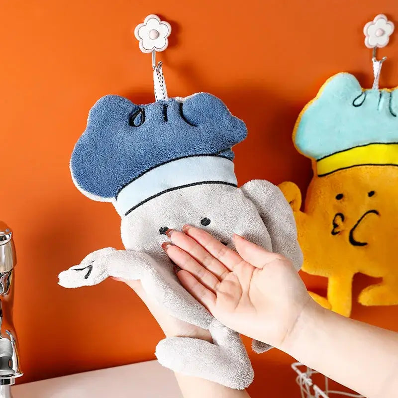Cartoon chef yellow & red microfiber hand towel kitchen wall hooks