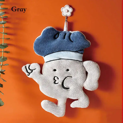 Cartoon chef yellow & red microfiber hand towel kitchen wall hooks