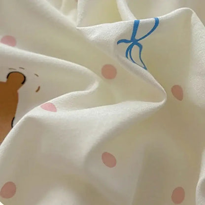 Cartoon dog and cupcake cream cotton fitted sheet set bedroom bedding