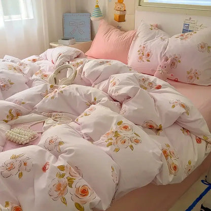 Cartoon dog and cupcake cream cotton fitted sheet set bedroom bedding