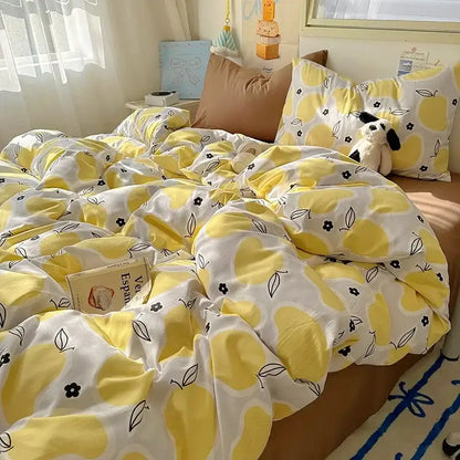 Cartoon dog and cupcake cream cotton fitted sheet set bedroom bedding