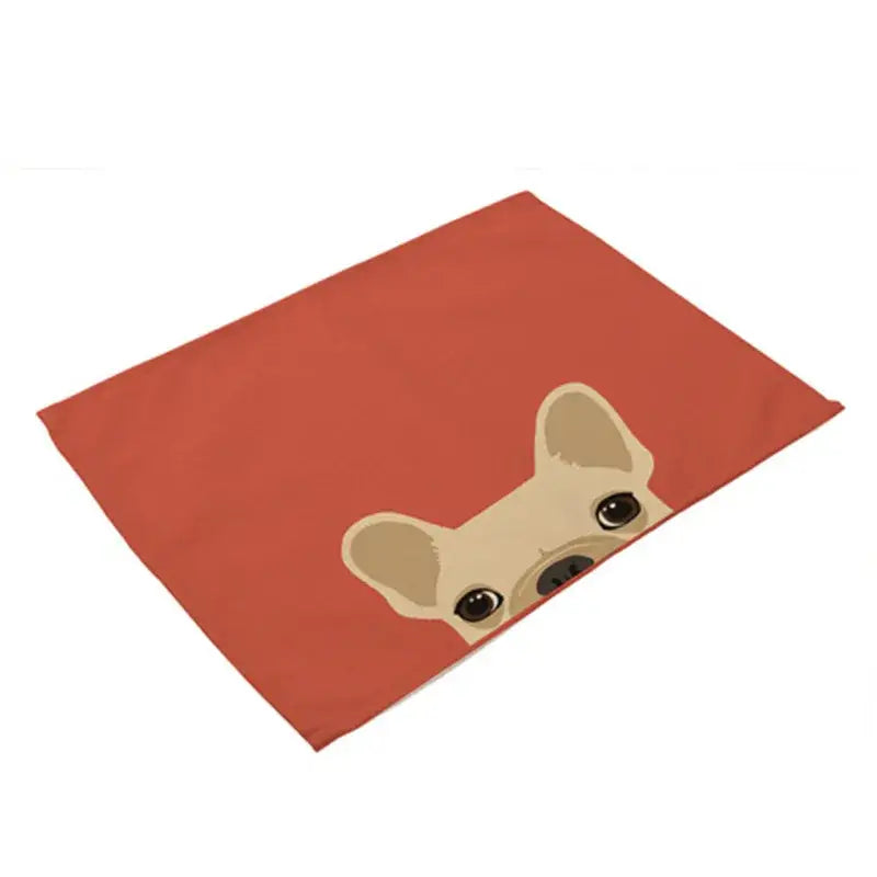Cartoon dog pattern cotton linen table mats dining room set of 4