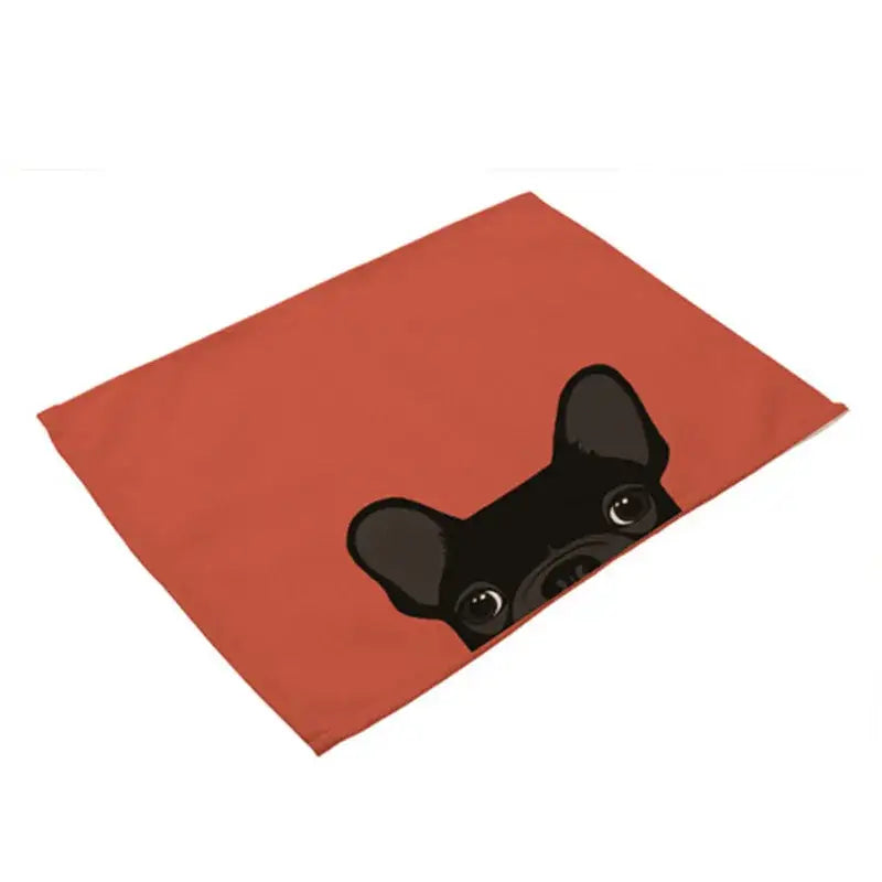 Cartoon dog pattern cotton linen table mats dining room set of 4